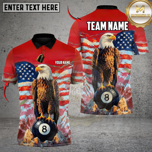 Maxcorners Liberty Strike 8 Ball Billiards Customized Name, Team Name 3D Shirt