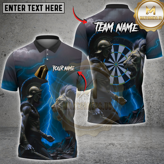 Maxcorners Darts Spartan Warrior vs Lion Multicolor Customized Name, Team Name 3D Shirts