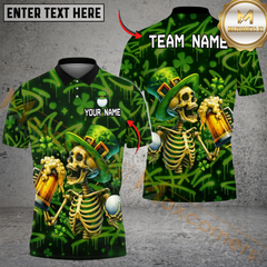 Maxcorners St. Patrick’s Beer & Birdies Golf Polo Shirt Customized Name, Team Name Shirts