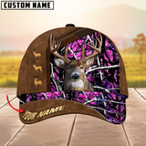 Maxcorners Deer Hunting Brown Leather Pattern Multicolor Personalized Name 3D Cap