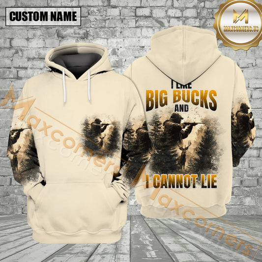 Maxcorners Vintage Deer Hunting I Like Big Bucks And I Cannot Lie All Over Print Shirt Best Gift For Hunter