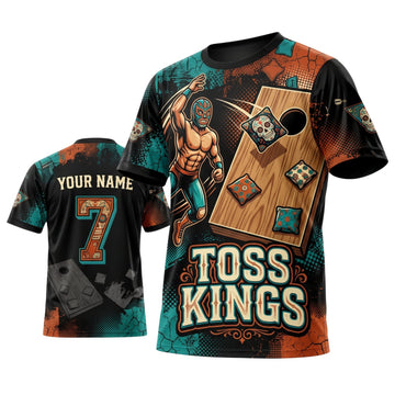 Maxcorners Cornhole Toss Kings Cowboy Personalized Name 3D Unisex Shirt