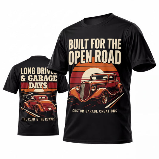 Maxcorners Personalized Car Classic Muscle Car 3D T-Shirt – Black Built for the Open Road Vintage Hot Rod
