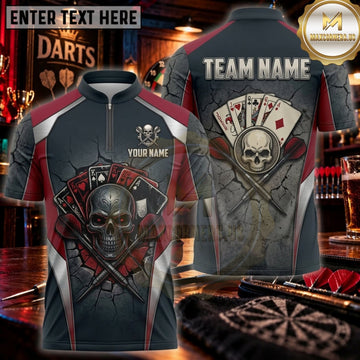 Maxcorners Darts Dark Gothic Skull Playing Cards Personalized Name 3D Unisex Shirt