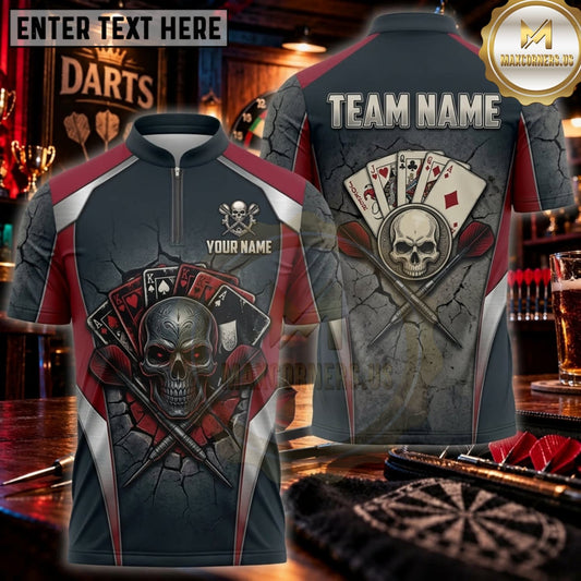 Maxcorners Darts Dark Gothic Skull Playing Cards Personalized Name 3D Unisex Shirt