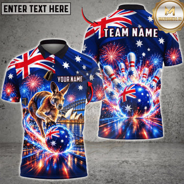 Maxcorners Bowling Australia Flag Cosmic Bowling Ball Personalized Name 3D Unisex Shirt