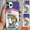 Maxcorners Fishing American Flag Nautical Sketch Style Personalized Name Phone Case (10 Fish Species)