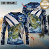 Maxcorners Fishing Blue Lava Smoke Silver Line Design Custom Name & Team Name 3D Shirts