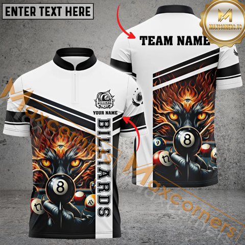 Maxcorners Funny Billiard Jersey Customized Name, Team Name 3D Polo Shirt