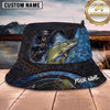 Maxcorners Fishing Dark Skull Fisherman with Dramatic Rod and Water Splash Personalized Name 3D Bucket Hat (13 Fish Species)