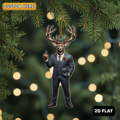 Maxcorners Personalized Boss Buck Attitude Hunting Acrylic Christmas Ornament Custom Gift for Hunters 2D Flat