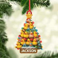 Maxcorners Personalized Funny Rubber Duck Acrylic Christmas Tree Ornament - Custom Name Xmas Decoration for Hunter or Family, Cute Holiday Ornament LM0411