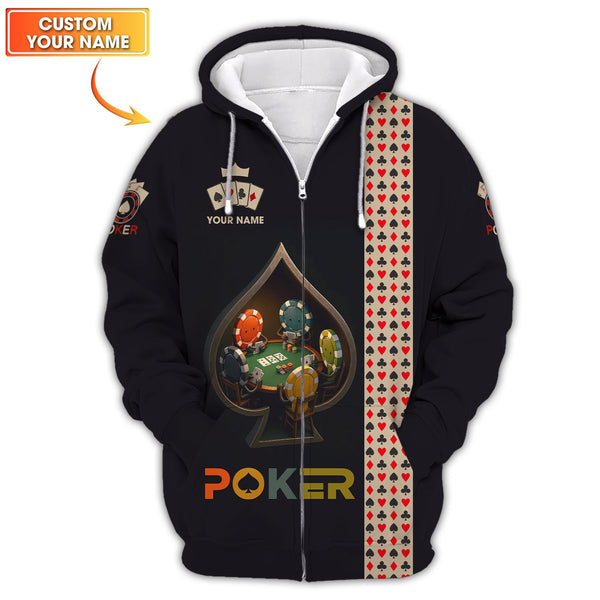 Custom Poker Shirt, Black Casino Chip Tee Spade Table Card Game Design Poker T Shirt