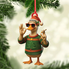 Maxcorners Personalized Funny Cool Duck Acrylic Christmas Ornament - Custom Name Xmas Decor, Unique Holiday Ornament for Hunter or Friend

 LM0411