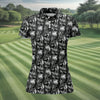 Maxcorners Dark Grim Reaper Skull Pattern Golf Polo Shirt, Women's Golf Polo, Ladies Golf Tops LM1507