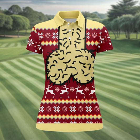 Maxcorners Funny Naughty Ugly Women's Golf Shirt, Dirty Humor Christmas Shirts For Women, Funny Christmas Golf Shirt LM1507
