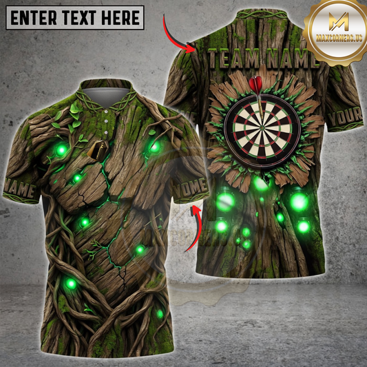Maxcorners Darts Forest Wood Dartboard Glow Personalized Name 3D Unisex Shirt