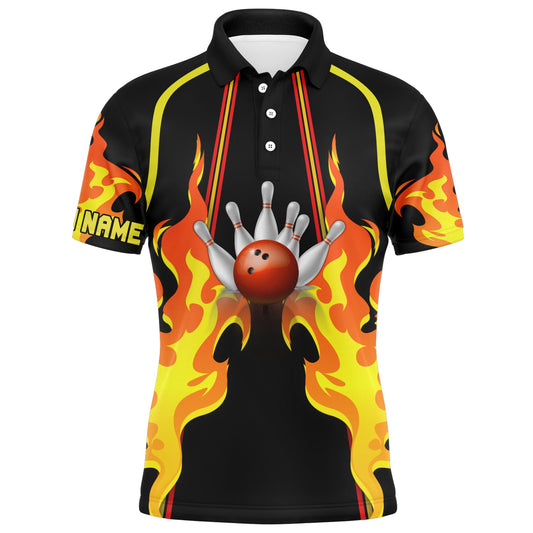 Maxcorners No Pin Left Behind Cool Flame Bowling Customized Name 3D Shirt