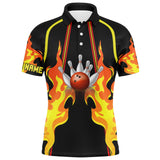 Maxcorners No Pin Left Behind Cool Flame Bowling Customized Name 3D Shirt