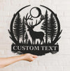 Maxcorners Personalized Metal Sign WITH LED/WITHOUT LED – Deer and Forest Silhouette Wall Art – Custom Rustic Cabin and Lodge Hunting Decor LM0110