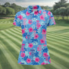 Maxcorners Blue Hibiscus Disc Golf Polo Shirt, Golf Tops For Women, Women’s Golf Polo LM1507