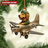 Maxcorners Personalized Dog Pilot Christmas Ornament And Keychain, Custom Name U.S. Air Force Airplane, Military Dog Lover Tree Decor Gift