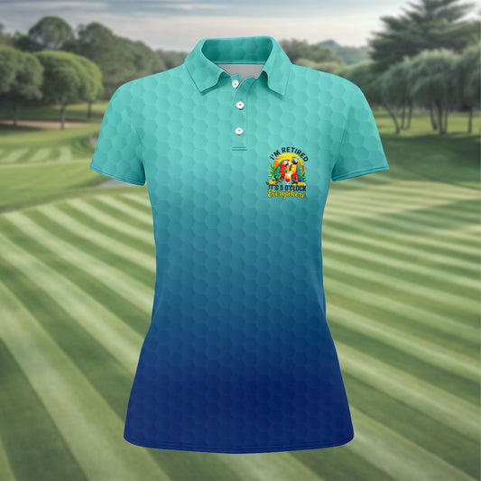 Maxcorners Blue Tropical Parrot Retirement Golf Polo Shirt, Golf Tops For Women, Ladies Golf Top LM1507