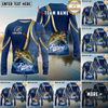 Maxcorners Fishing Sport Stripe Scale Pattern Personalized Name, Team Name Long Sleeve Shirt (9 Breeds)