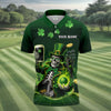 Maxcorners Irish Skull Leprechaun Hat Dark Beer Green St Patrick's Day Polo Shirts For Men, Golf Shirts For Men