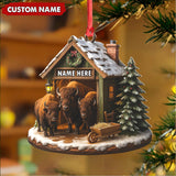 Maxcorners Personalized Acrylic Bison Christmas Ornament - Custom Buffalo Barn Holiday Decor LM0110