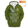 Maxcorners Funny Golf Shirt, "It Takes A Lot of Balls To Golf Like Me" Shirts, Custom Name Polos For Golfers