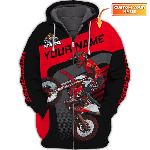 Maxcorners Motocross Biker Red Customize Name3D Shirts