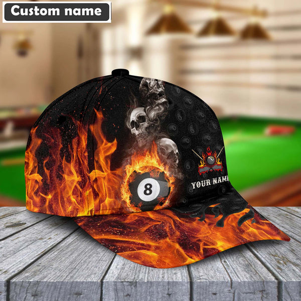 Maxcorners Billiards Skull Personalized Name Cap