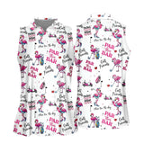 Maxcorners Par Then Bar Flamingo Womens Golf Polo Shirt, Golfing Apparel, Womens Golf Gifts