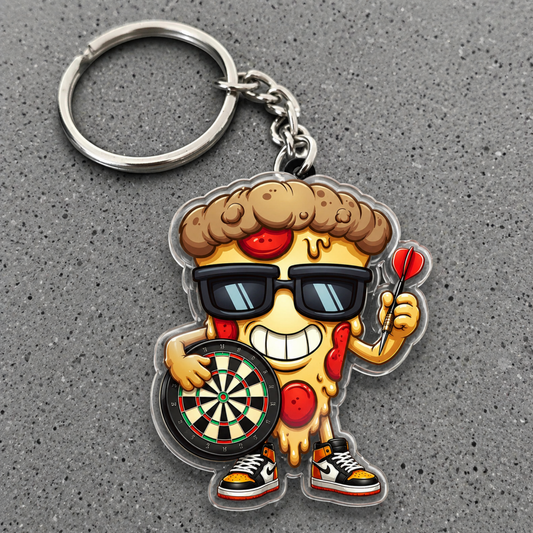 Maxcorners Darts Cool Pizza Slice 3D Keychain And Ornament