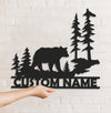 Maxcorners Personalized Bear Metal Sign WITH LED/WITHOUT LED - Rustic Cabin Name Sign, Wildlife Forest Wall Art for Lodge & Outdoor Decor LM0110