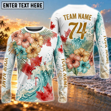 Maxcorners Surf Deep Sea Ocean Wave Art Customized Name, Number, Team Name 3D Long Sleeve Shirts