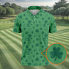 Maxcorners Leprechaun Hat Shamrock Beer Dark Green Seamless Pattern St. Patrick’s Day Golf Shirt, Golf Shirts For Men