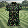 Maxcorners St Patrick's Day Leprechaun Character Golf And Beer Black Golf Shirt, Fun Women's Golf Shirts, Ladies Golf Polos