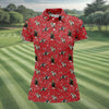 Maxcorners Red Cowboy Horse Paisley Pattern Golf Shirt, Ladies Golf Shirts, Women’s Golf Apparel LM1507