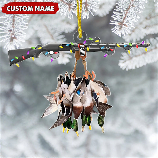 Maxcorners Personalized Duck Hunting Acrylic Christmas Ornament - Custom Name Shotgun Gift For Hunters LM0411
