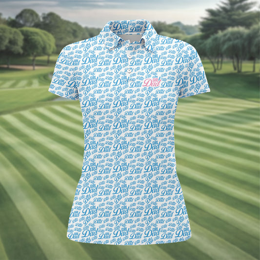 Maxcorners Blue Girl Dad All Over Print Golf Polo Shirt, Golf Polo For Women, Ladies Golf Shirt LM1507