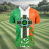 Maxcorners Celtic Cross Knotwork St Patrick's Day Shamrock Golf Shirt, Men's Golf Polo Shirts, Golf Shirts For Men