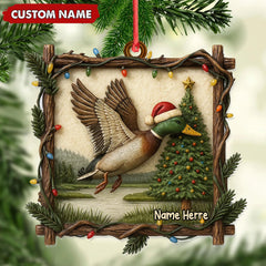Maxcorners Personalized Flying Duck Christmas Ornament, Custom Name Hunting Gift for Outdoor Lovers LM0411