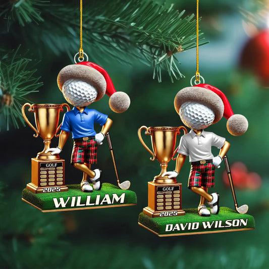 Maxcorners Custom Name Golf Champion Xmas Ornament, Acrylic Ornament, Golf Keychain, Christmas Golf Gift