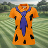 Maxcorners Fred Flintstone Costume Orange Design Golf Shirt, Women's Golf Shirt, Hawaiian Golf Shirt, Golf Polo For Women LM1507