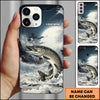 Maxcorners Pike Fishing Moon Ocean Splash Personalized Name Phone Case