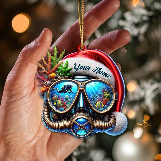 Maxcorners Custom Name Diving Ornament, Christmas Gift for Diving Lover 2D Flat LM2111