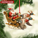 Maxcorners Personalized Santa Sleigh Duck Ornament, Custom Name Christmas Gift for Hunters LM0411