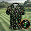 Maxcorners St Patrick's Day Leprechaun Character Golf And Beer Black Golf Shirt, Fun Golf Shirts For Men, Polo For Men